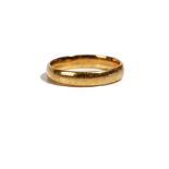 A 22ct gold plain wedding ring, London 1957, ring size M, weight 3.7 gms.