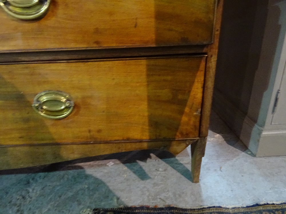 A George III mahogany linen press with moulded cupboard doors over two short and one long drawer, - Image 8 of 9