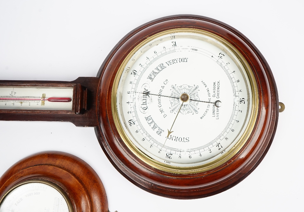 A Victorian mahogany cased wheel barometer, the white enamel dial signed D. - Image 2 of 4