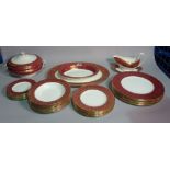 Wedgwood, a part dinner service with red and gilt border decoration, (qty).