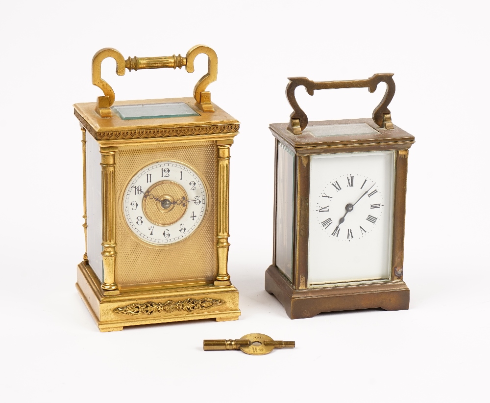 A French gilt brass carriage clock, with visible platform escapement,