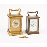 A French gilt brass carriage clock, with visible platform escapement,