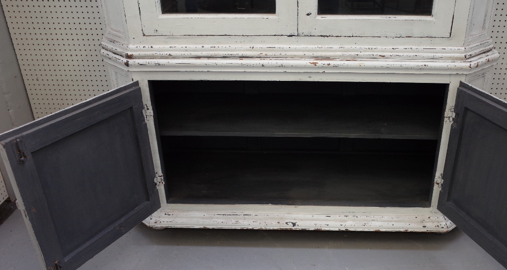 A large Dutch 18th century style white painted display cabinet cupboard, - Image 2 of 2