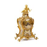 A French gilt metal and champlevé enamel mantel clock in Louis XV style, circa 1870,