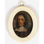 Northern European School, 17th Century, A portrait miniature of a gentleman wearing a white collar,