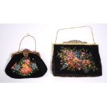 A beadwork and cloisonné enamel lady's evening dress bag, late 19th/early 20th century, 22cm wide,