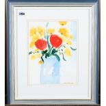 Alan Turner (British, 20th Century), Flowers in a blue vase,