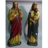 A pair of 20th century plaster figures, depicting Mary and Jesus, 65cm tall.
