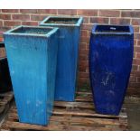 A group of three modern garden pots of tapering form, 39cm wide x 90cm high (3).