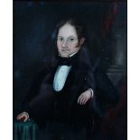 English School, 19th Century, Portrait of a seated gentleman, oil on board, 22.5 x 18.5cm.