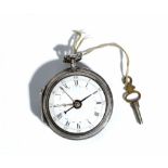 A George III silver twin cased, openfaced, key wind gentleman's calendar pocket watch,