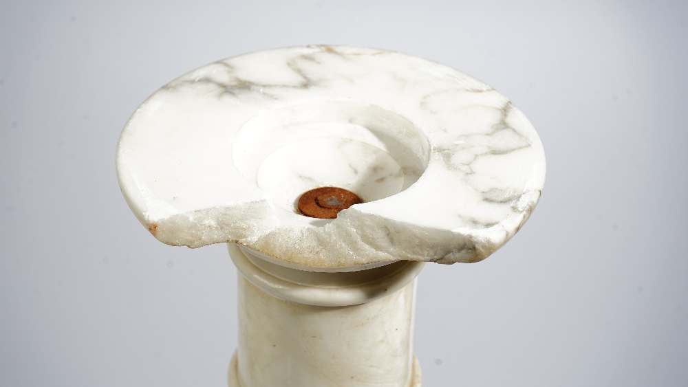 A white and grey onyx pedestal, 20th century, 21cm wide x 96cm high. - Image 4 of 4