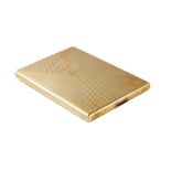 A Charlton & Co New York gold rectangular cigarette case, presentation inscribed within,