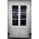 A large Dutch 18th century style white painted display cabinet cupboard,