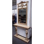 A parcel gilt and cream painted neo-classical revival mirror, with ribbon crest,