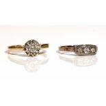 An 18ct gold and diamond set single stone ring mounted with a circular cut diamond,