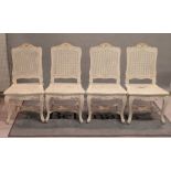 A set of six modern white painted and canework dining chairs, 52cm wide x 97cm high (6).