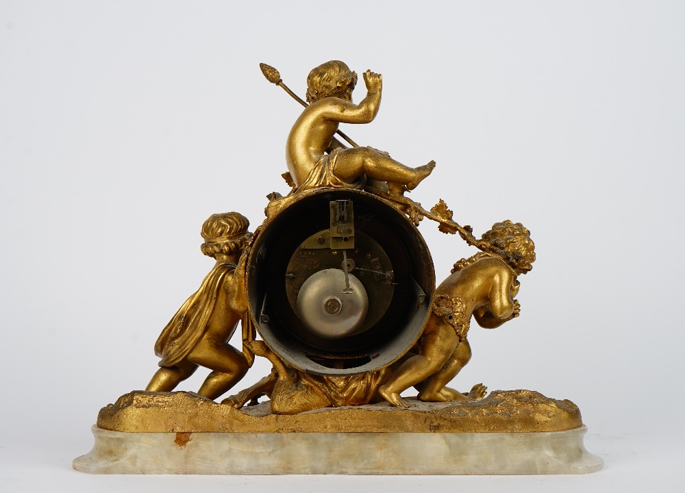 A French gilt-bronze and onyx mantel clock, 19th century, - Image 3 of 4