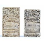 Two Chinese export ivory card cases, 19th century,