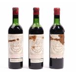 Three bottles of 1959 Chateau Pichon-Longueville, Baron Pauillac.