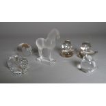 A group of miniature decorative glass animal models including a small Lalique horse 9cm high.