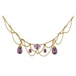 A gold and amethyst necklace,