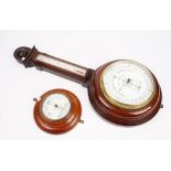 A Victorian mahogany cased wheel barometer, the white enamel dial signed D.