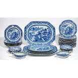 A Chinese export blue and white part service, late 18th/early 19th century,