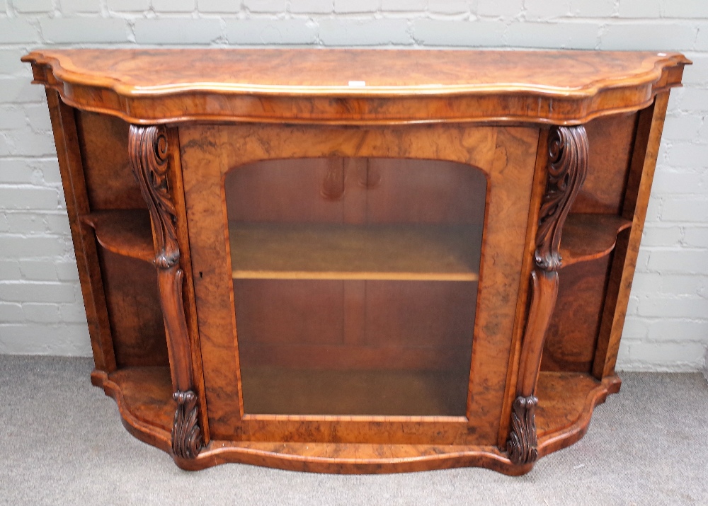 A Victorian figured walnut serpentine credenza,