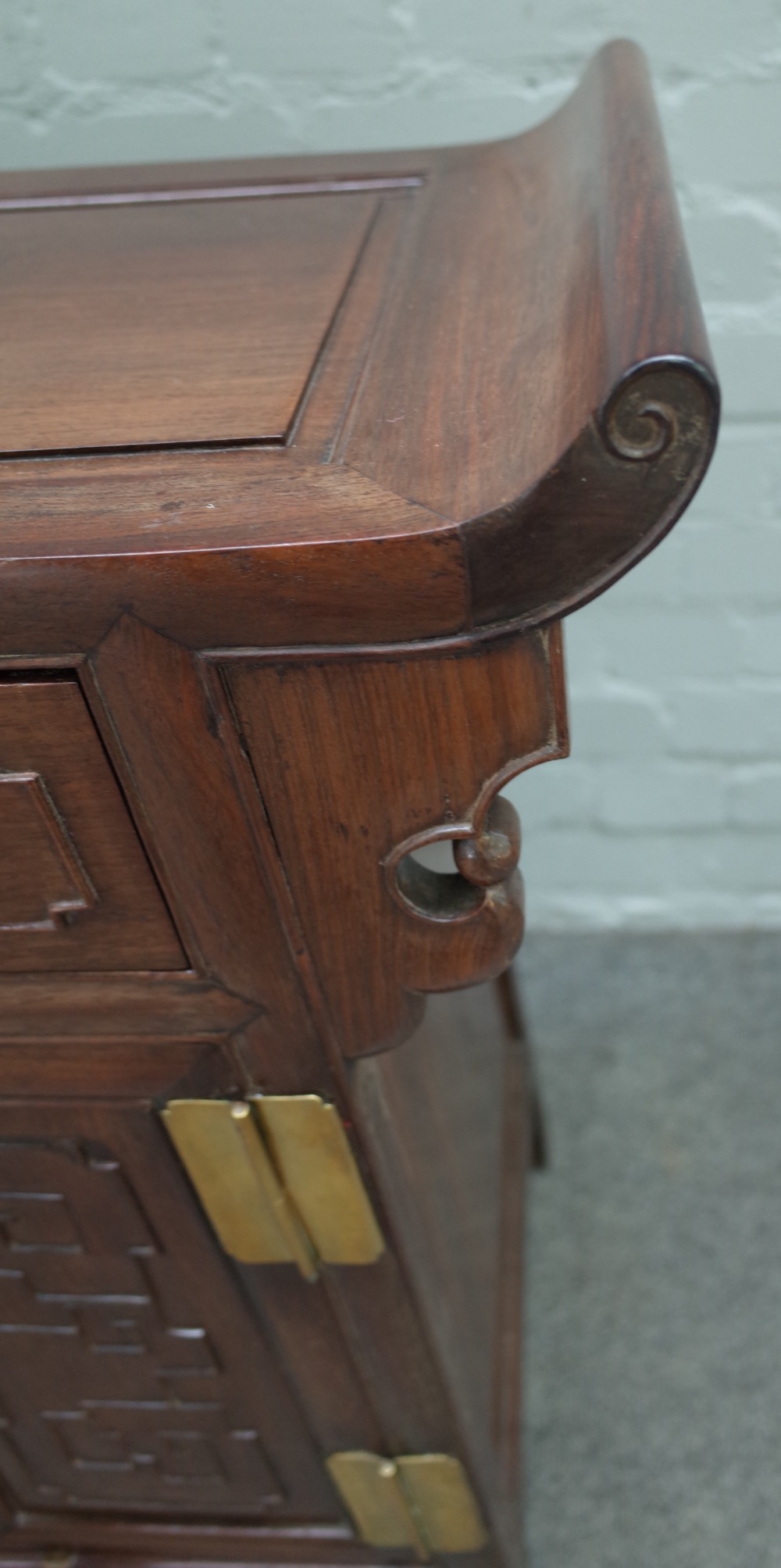 An early 20th century Chinese hardwood side cabinet, - Image 4 of 4