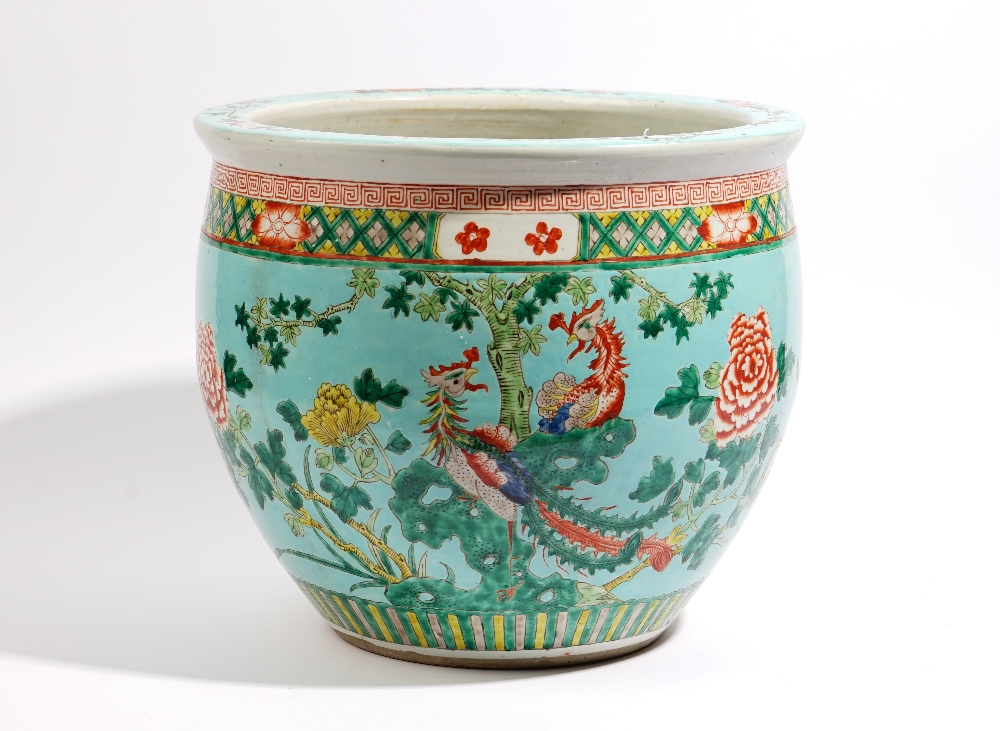 A Chinese turquoise- ground jardiniere, early 20th century,
