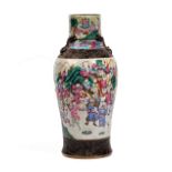 A tall Chinese crackle glazed baluster vase, late 19th century,