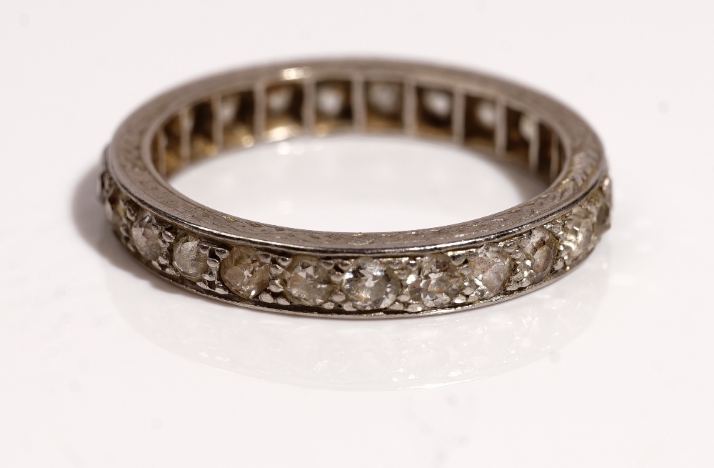 A platinum and diamond set full eternity ring, mounted with cushion shaped diamonds, - Image 2 of 6