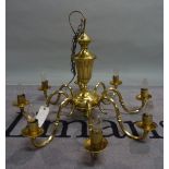 A Victorian brass style, eight branch hanging chandalier, 74cm wide x 52cm high.