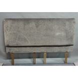 A modern grey velvet upholstered double headboard, 189cm wide x 128cm high,