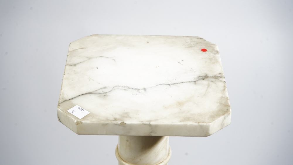 A white and grey onyx pedestal, 20th century, 21cm wide x 96cm high. - Image 2 of 4