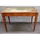 A Victorian walnut, burr walnut veneered boxwood strung and banded writing table, with inset top,