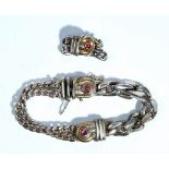 A Gucci silver and silver gilt bracelet and ring suite,