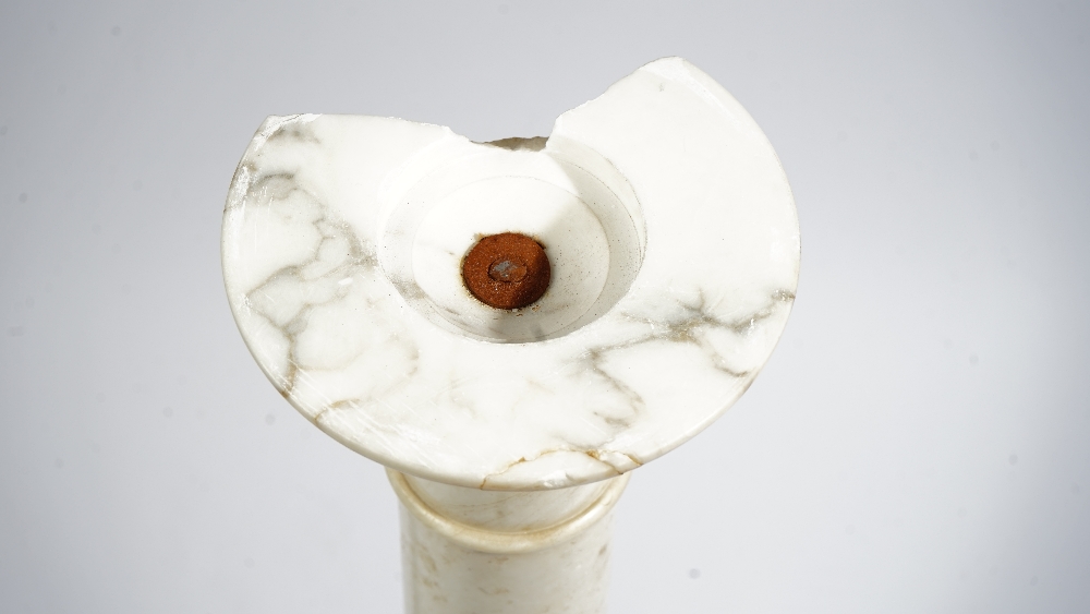 A white and grey onyx pedestal, 20th century, 21cm wide x 96cm high. - Image 3 of 4