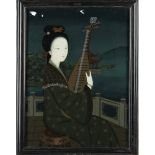 A pair of Chinese reverse glass paintings, 19th/ 20th century,