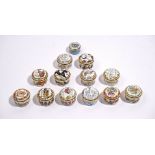 A collection of thirteen Halcyon Day's enamel boxes, (13).