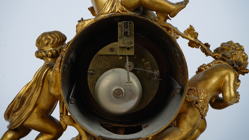 A French gilt-bronze and onyx mantel clock, 19th century, - Image 4 of 4