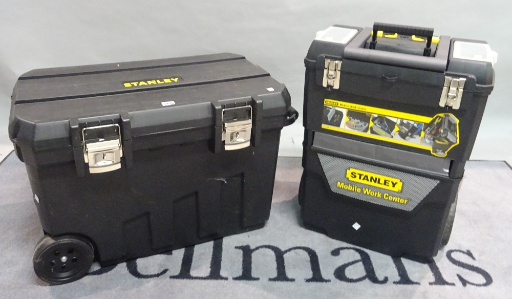 Two modern Stanley tool boxes.