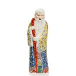 A tall Chinese famille-rose porcelain figure of Shoulao, 20th century,