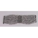 A Kessi freshwater cultured pearl and diamond set multi strand cuff bracelet,