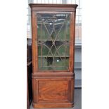 A George III mahogany corner display cabinet cupboard,