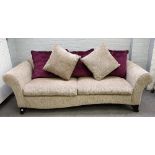 Bernhardt; a modern shaped back sofa in patterned grey upholstery, on outswept ebonised supports,