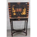A Chinese Export black japanned and gilded cabinet, 18th century,