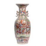 A Chinese famille- rose two-handled baluster vase, 19th century,