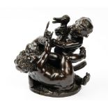 After Clodion, Two putti and a swan, bronze, 22cm x 25cm.
